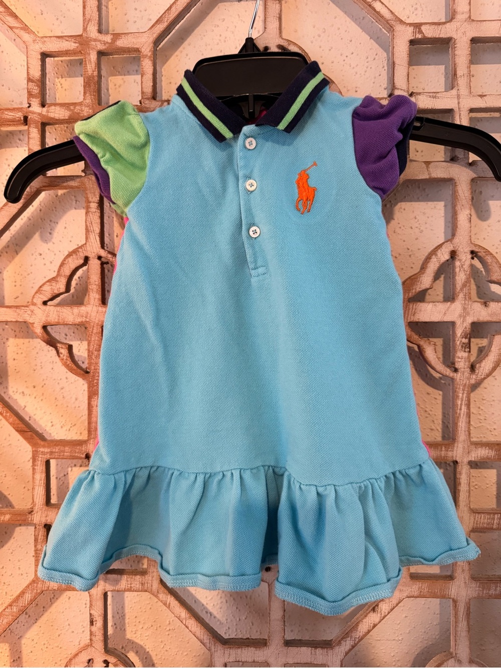 Ralph Lauren Color Block Big Pony Polo Dress - Size 18 Months